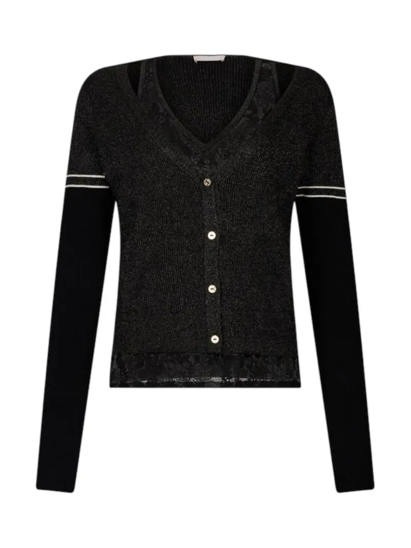 LIU JO SPORT Cardigan Donna  TF5027MS49I A4348 Nero lux/lace nero