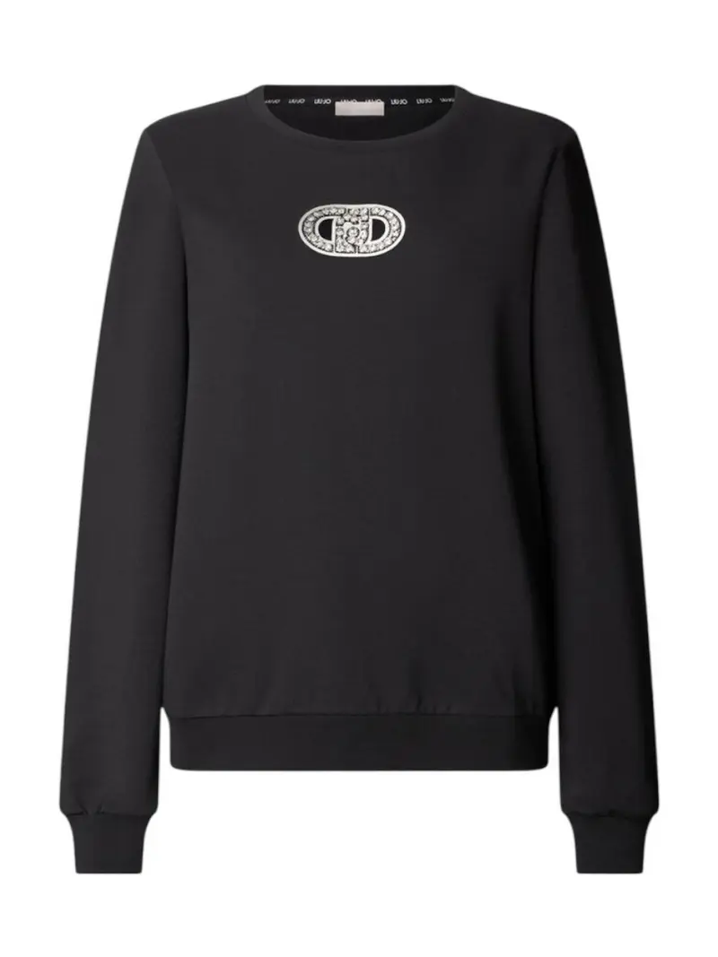 LIU JO SPORT Felpa Donna  TA6073FS090 P9298 Nero/logo strass