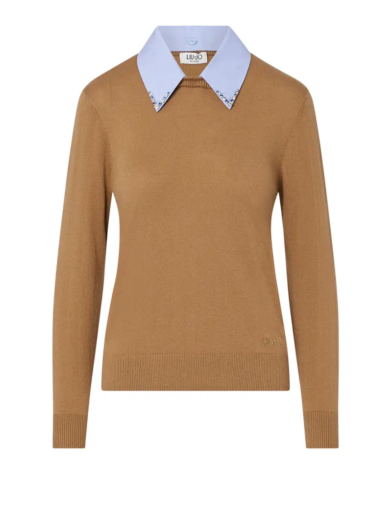 Maglia Con Dettaglio Popeline Liu Jo - Cocoa/Pop Dusk