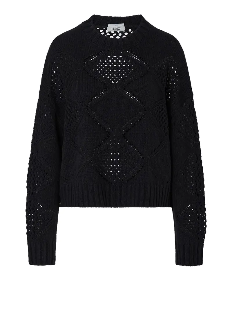 Maglia Con Perline E Traforature Liu Jo - Nero