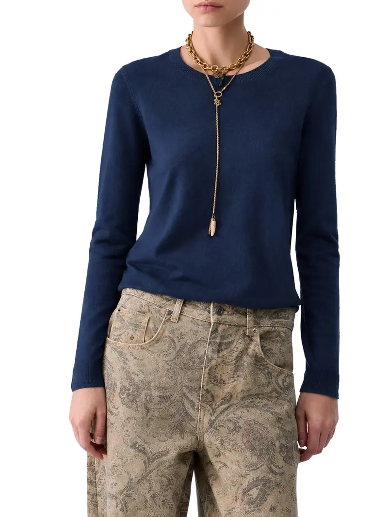 Maglia Con Profili Lurex Liu Jo - Blu Scuro