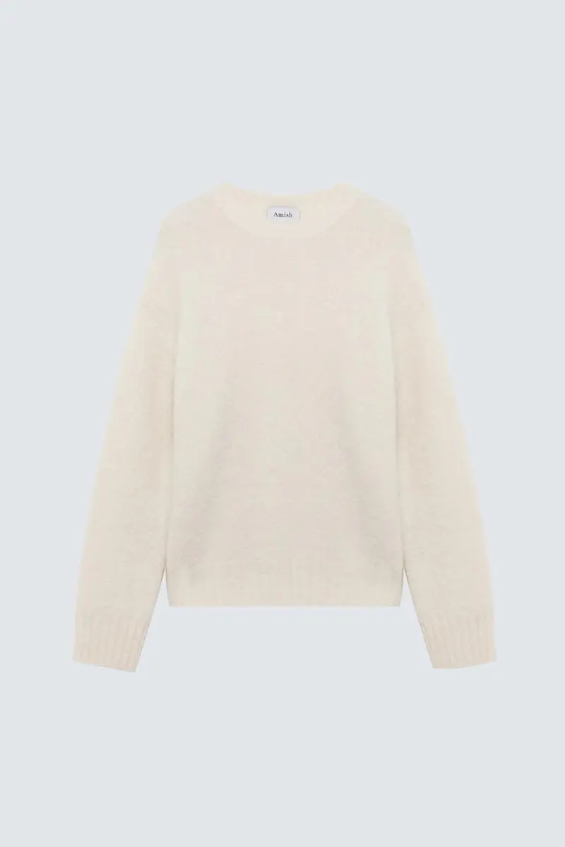 Maglia girocollo corta in misto lana