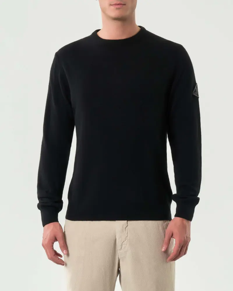 MAGLIA GIROCOLLO IN LANA E CASHMERE BLACK