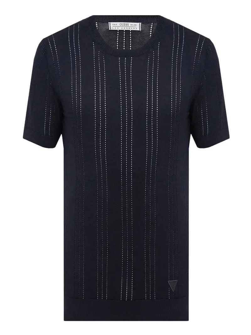 Maglia Guess Lindon Cn Ss Pointel - Blu