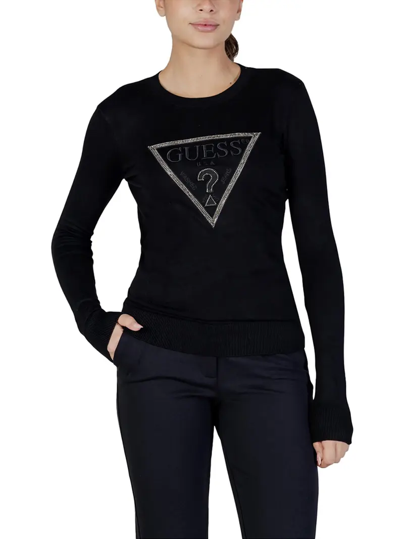 Maglia Guess Sasha Triangle Logo - Nero
