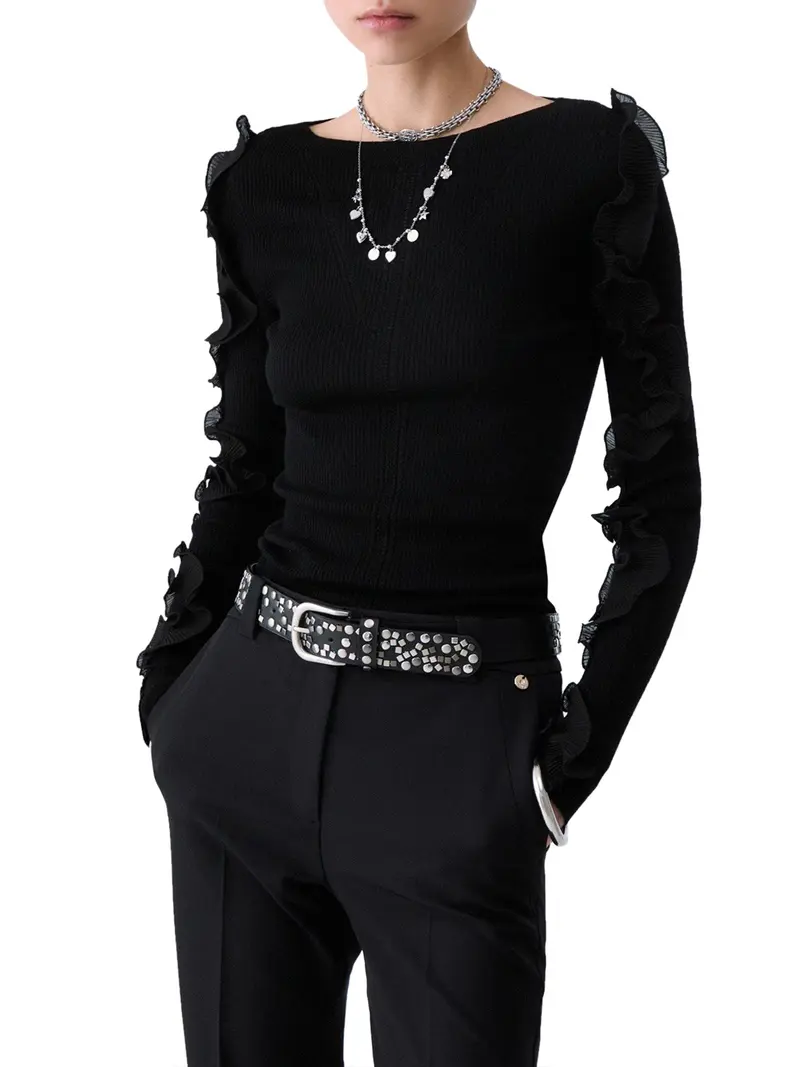 Maglia In Lana Con Rouches Liu Jo - Nero
