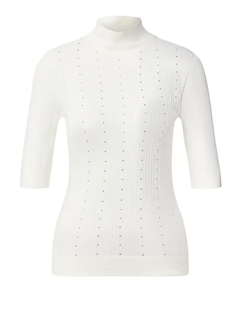 Maglia In Lana Con Strass Liu Jo - Bianco