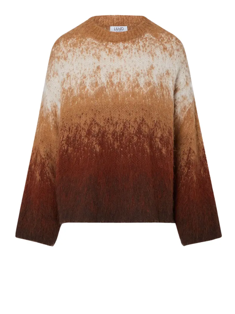 Maglia Jacquard In Lana Spazzolata Liu Jo - Cammello