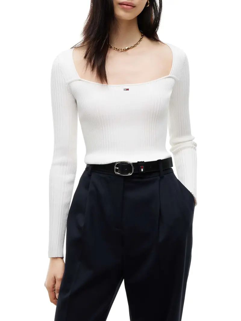 Maglia Tommy Jeans In Tinta Unita - Bianco