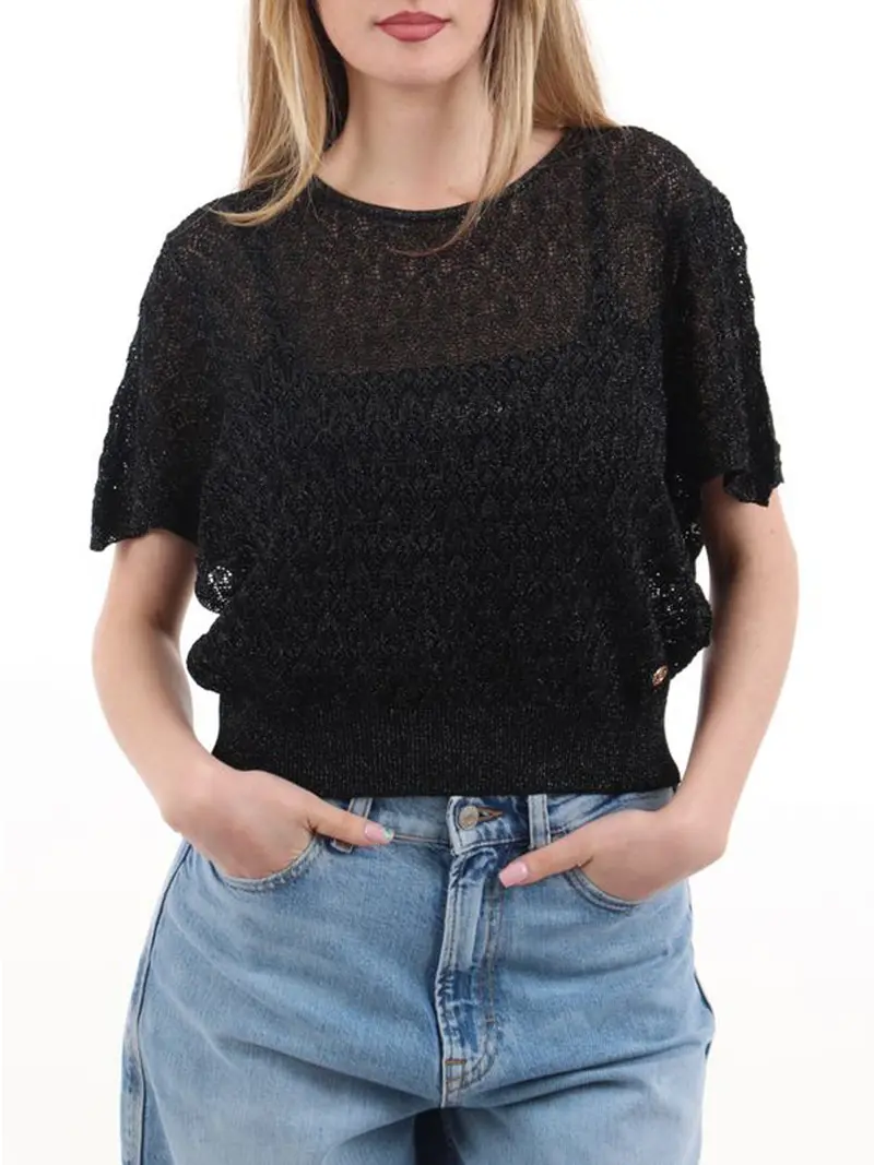 Maglia Yes Zee Con Maniche A Farfalla - Nero