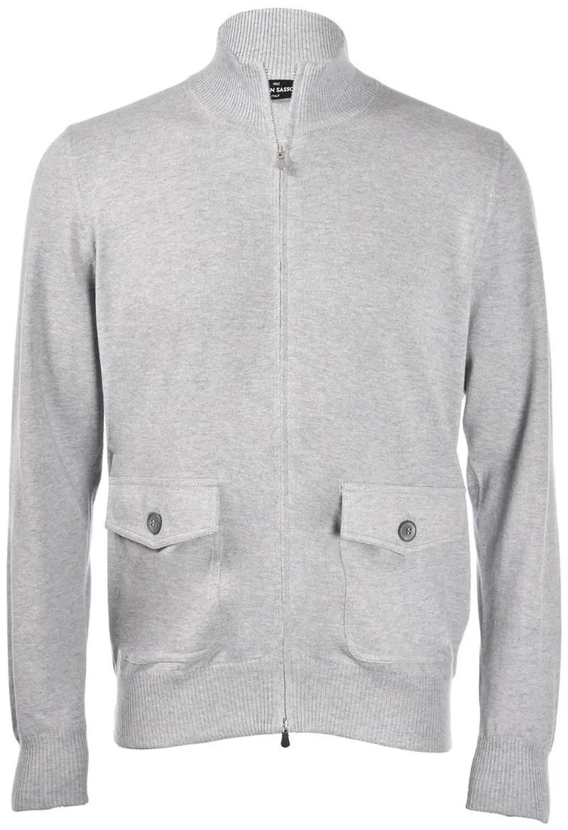Maglia zip con collo alto grigio