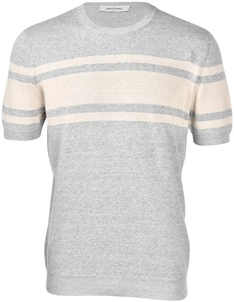 Maglione a maniche corte a righe grigio