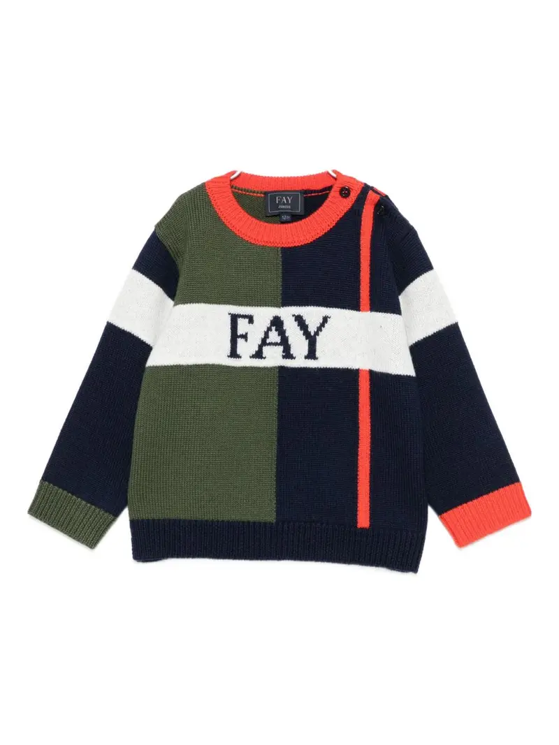 Maglione blu navy/verde/arancione per neonato