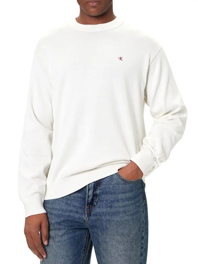 Maglione Calvin Klein Con Monogramma Cotton Relaxed - Avorio