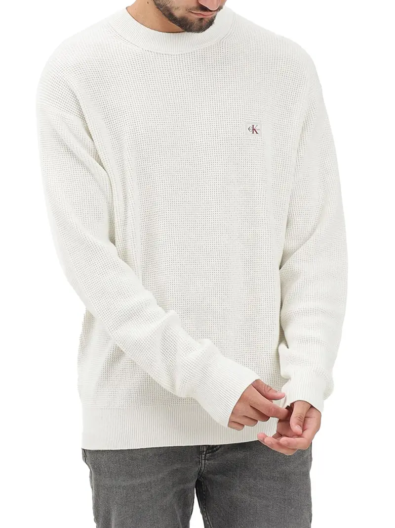 Maglione Calvin Klein Cotton Waffle - Avorio