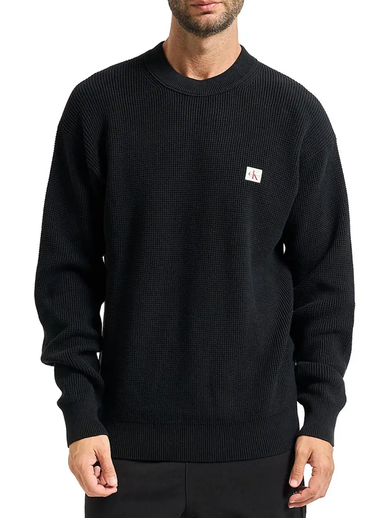 Maglione Calvin Klein Cotton Waffle - Nero