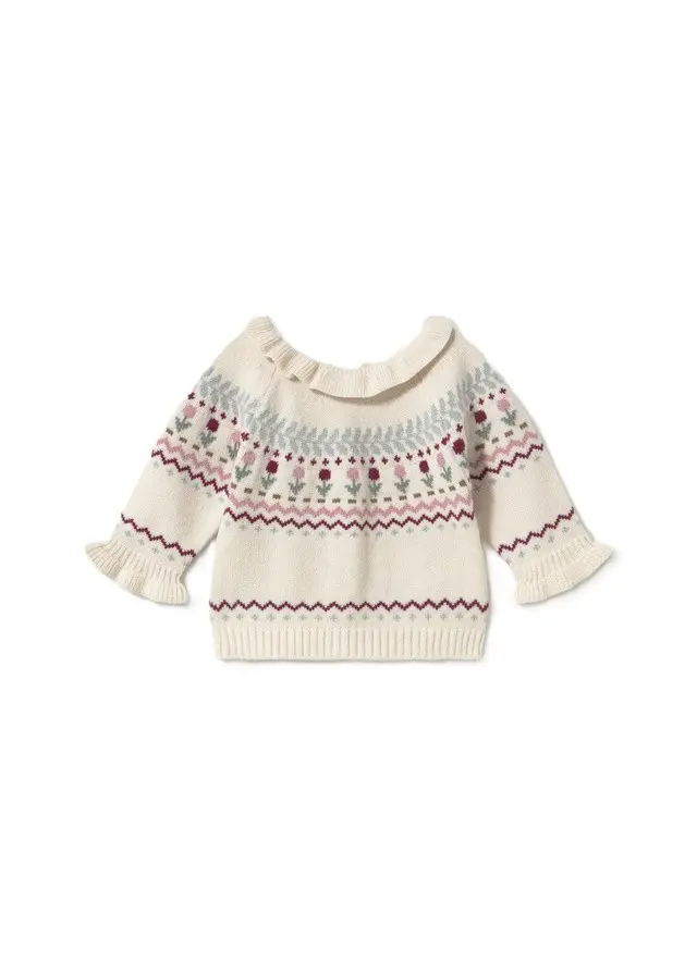 Maglione ecrù/multicolor per neonata