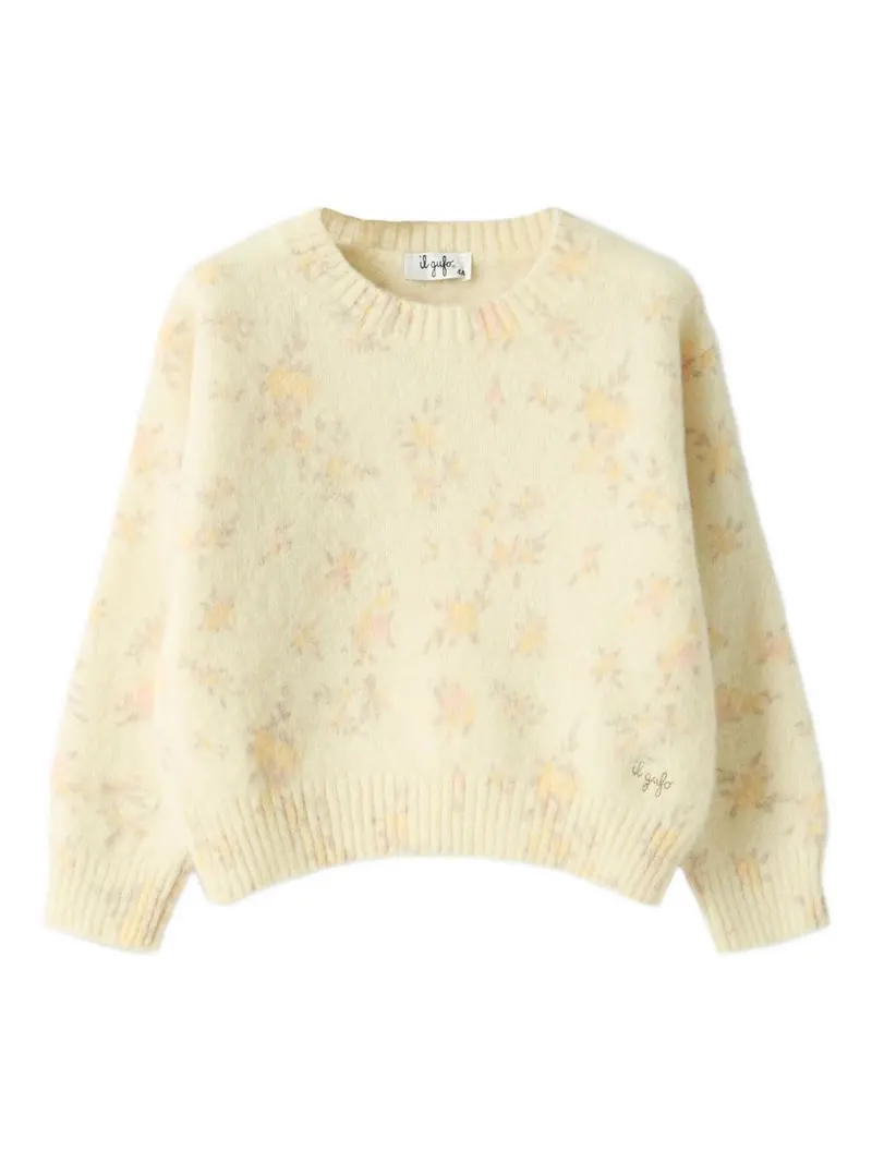 Maglione giallo floreale per bambina