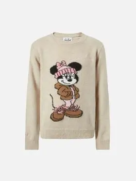 Maglione in misto cashmere Princess con jacquard Minnie