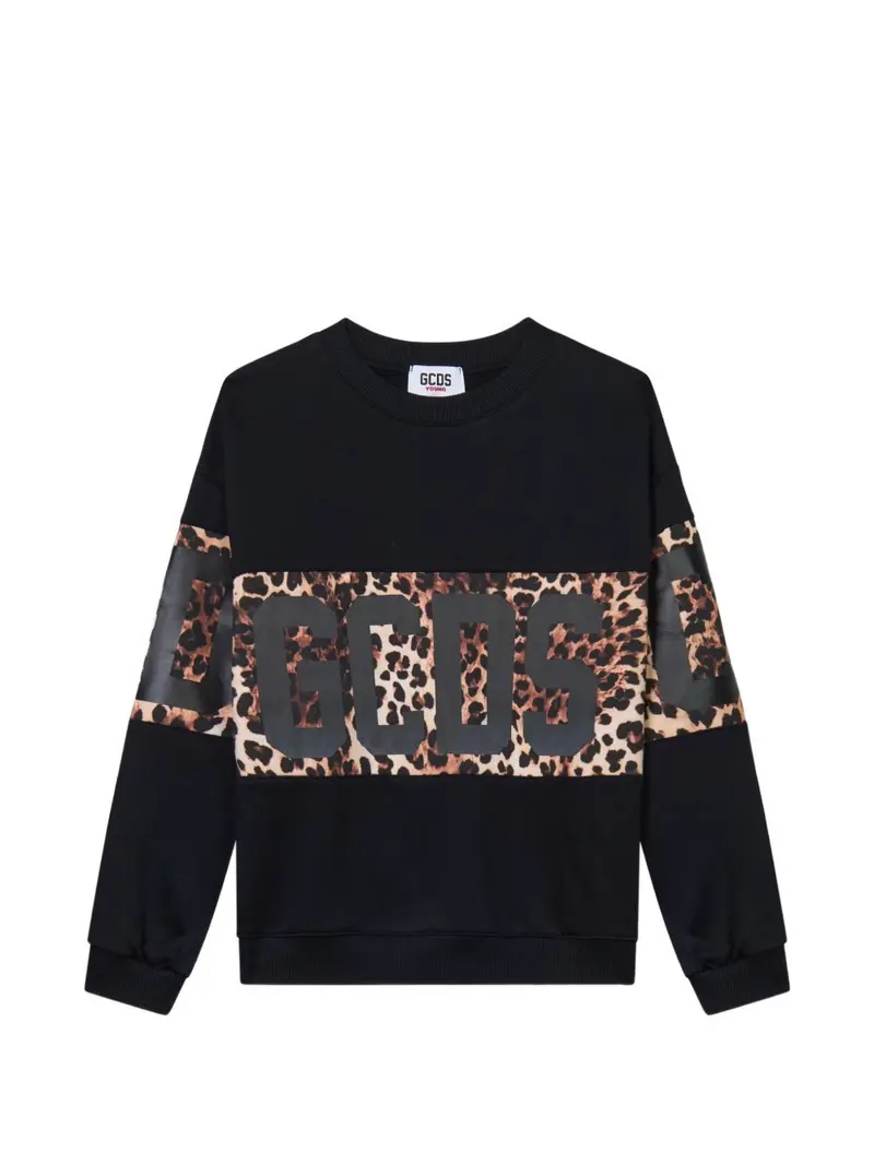 Maglione nero/animal print per bambina
