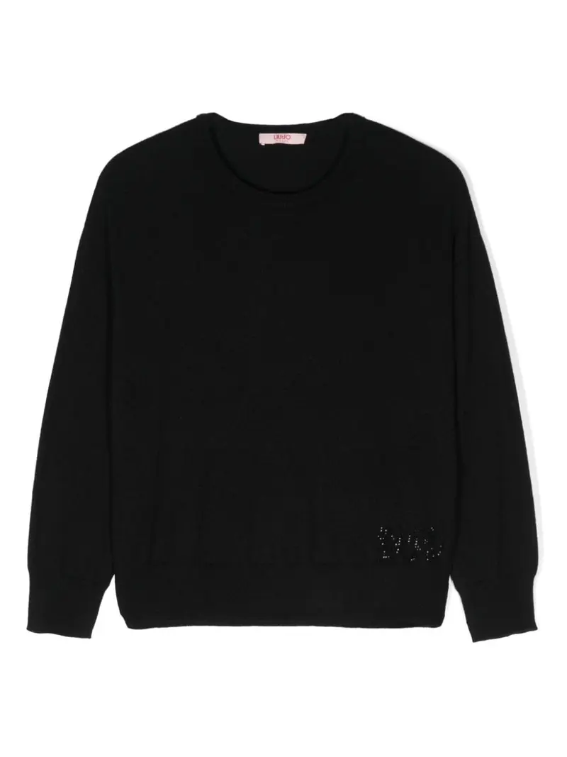 Maglione nero per bambina con logo