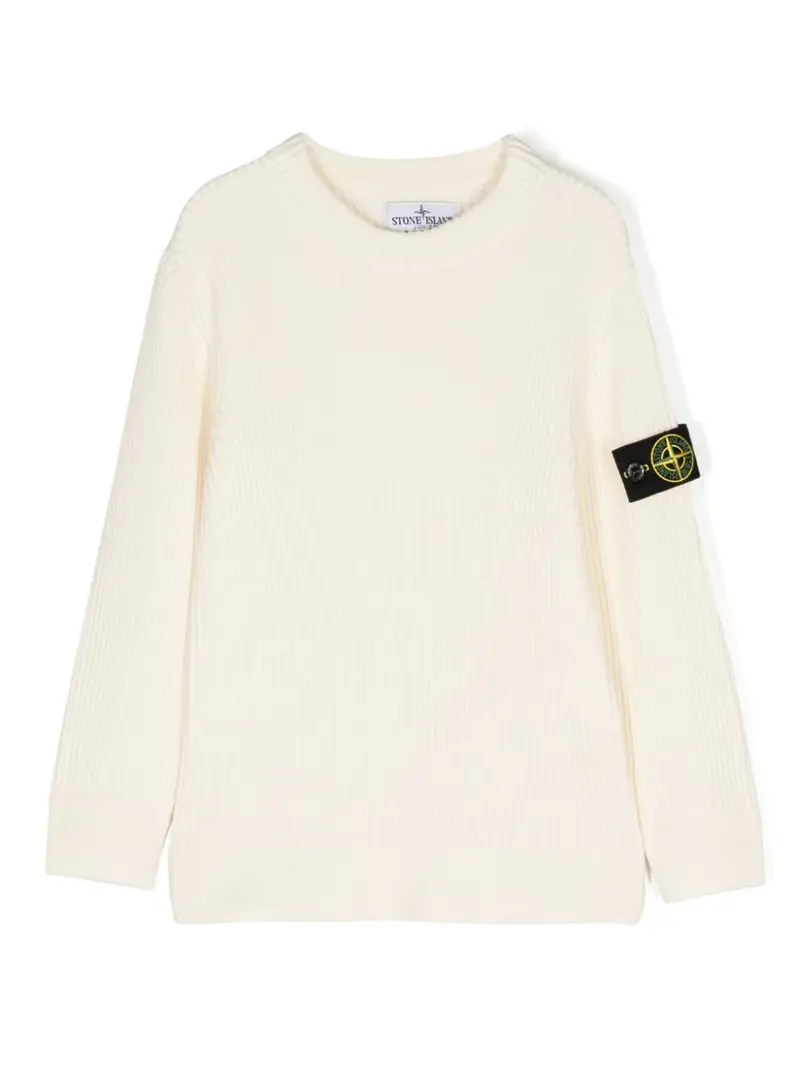 Maglione per bambino in lana bianco avorio