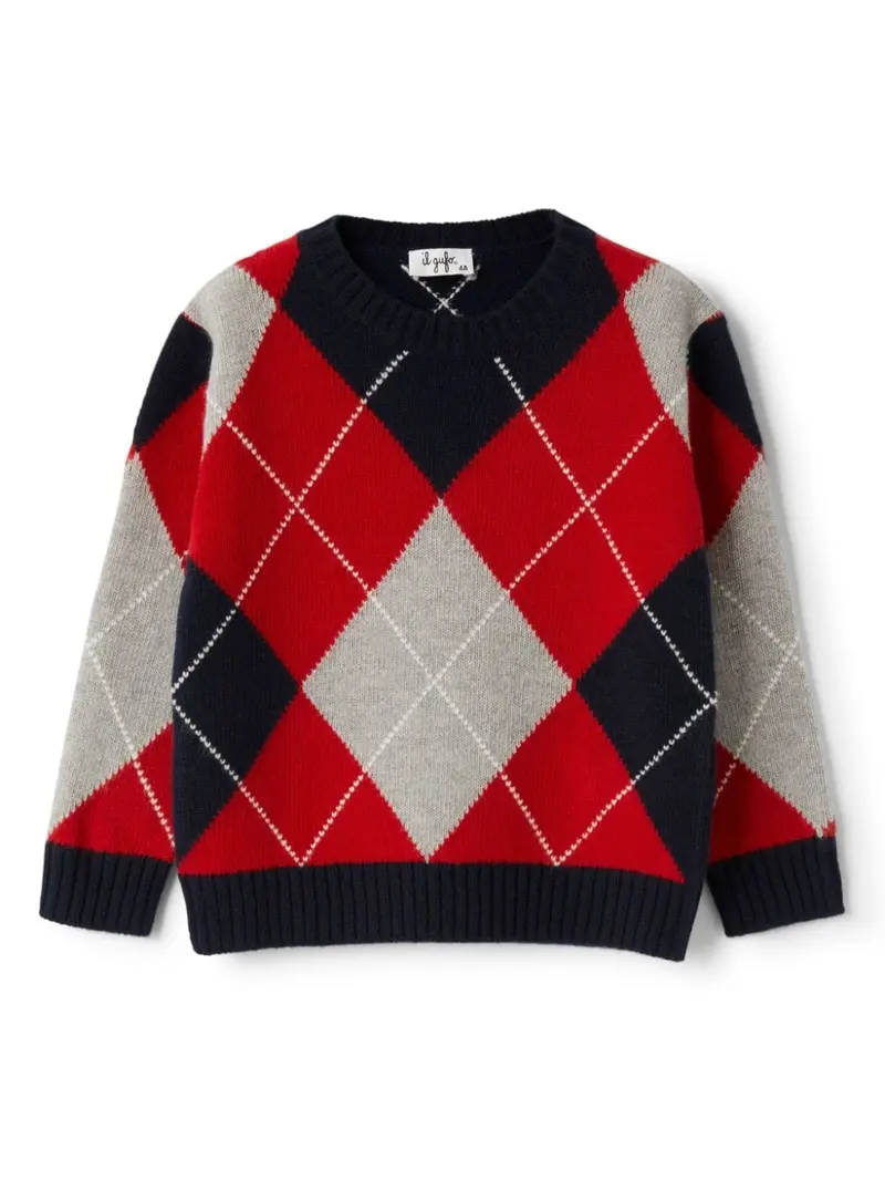 Maglione rossa multicolore per bambino
