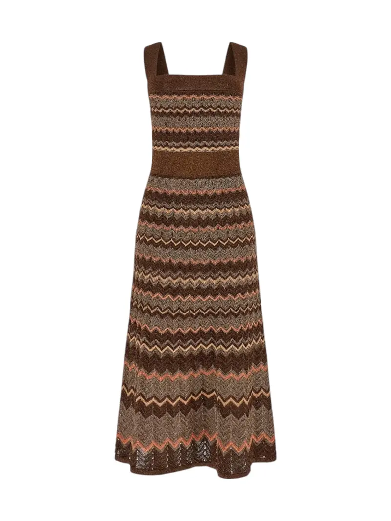 MARCIANO Abito Donna SUKI SL SQUARED NECK SWTR DRES G6GK42 Z0640 FMDZ BROWN/GOLD MULTI