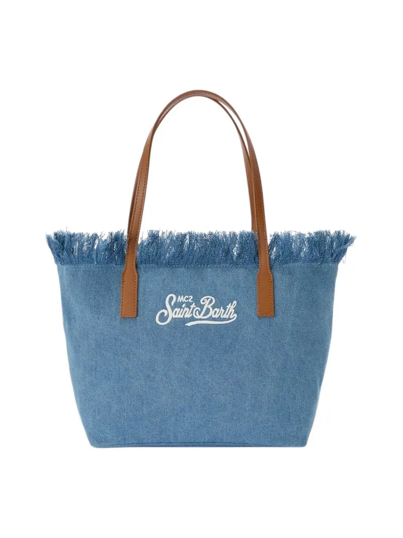 MC2 SAINT BARTH Borsa Donna CITY BAG MID FRINGE 00436L DENIM EMB