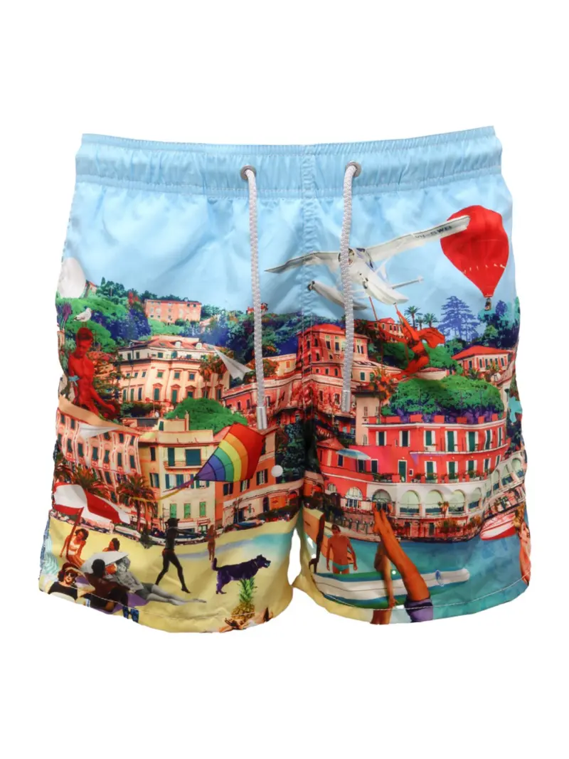 MC2 SAINT BARTH Costume da bagno Uomo Pantaloncino GUSTAVIA PLACED PRINT 01107B Blu