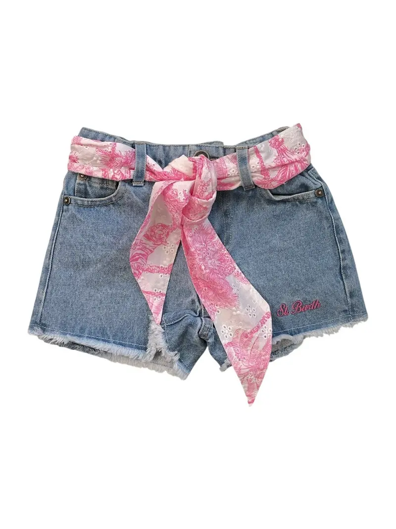 MC2 SAINT BARTH Pantaloncino Bambine e ragazze KIKO JR 03337L DENIM SANGALLO FLEUR OCEANIA 2101