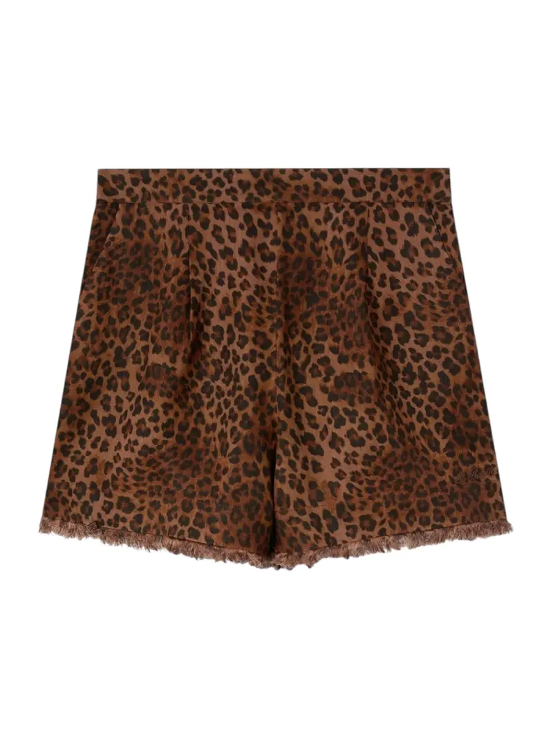 MC2 SAINT BARTH Pantaloncino Donna  AMANI 07842L LINEN SAND LEOPARD 19 FRINGE