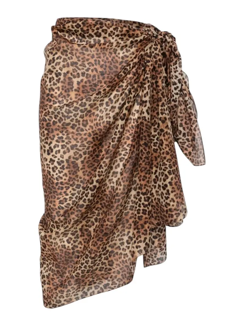 MC2 SAINT BARTH Pareo Donna  THAITI 00168L SILK VOILE SAND LEOPARD 19