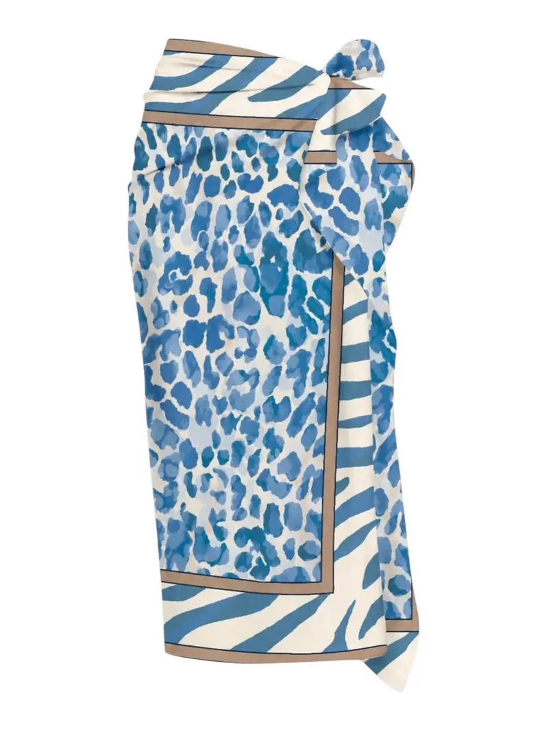 MC2 SAINT BARTH Pareo Donna THAITI 09731L SILK VOILE BLUE SAFARI 1036