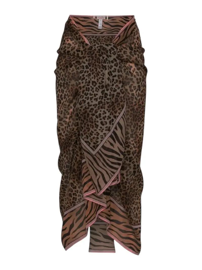 MC2 SAINT BARTH Pareo Donna THAITI 09740L SILK VOILE SAND LEOPARD FOULARD 1921