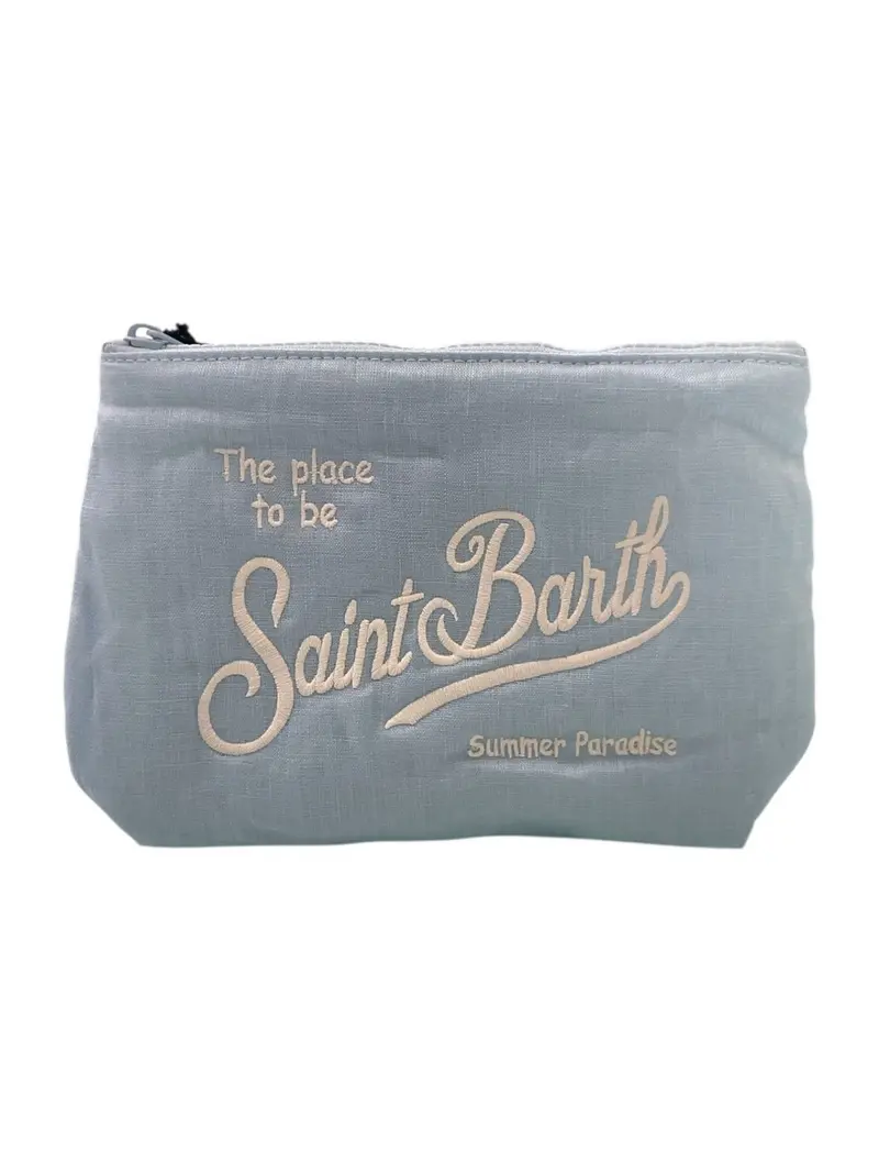 MC2 SAINT BARTH Pochette Unisex adulto ALINE SOFT LINEN 00552L VINTAGE 31 LIGHT BLUE EMB