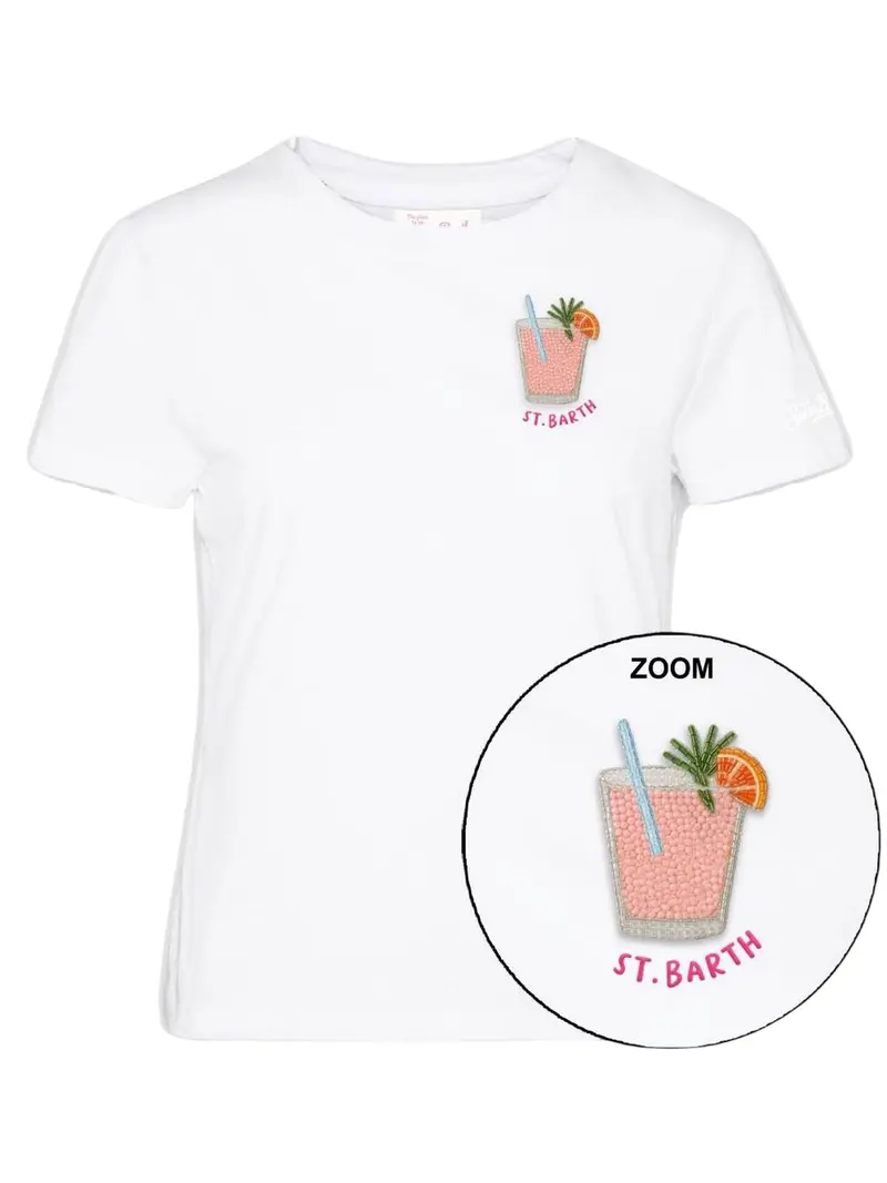 MC2 SAINT BARTH T-shirt Donna EMILIE 08538L SB PALOMA 01N BEADS EMB