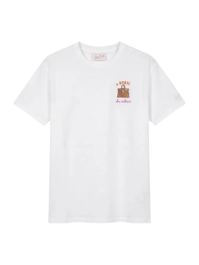 MC2 SAINT BARTH T-shirt Donna EMILIE 08579L BORSE OCCHIAIE 01N STRASS EMB