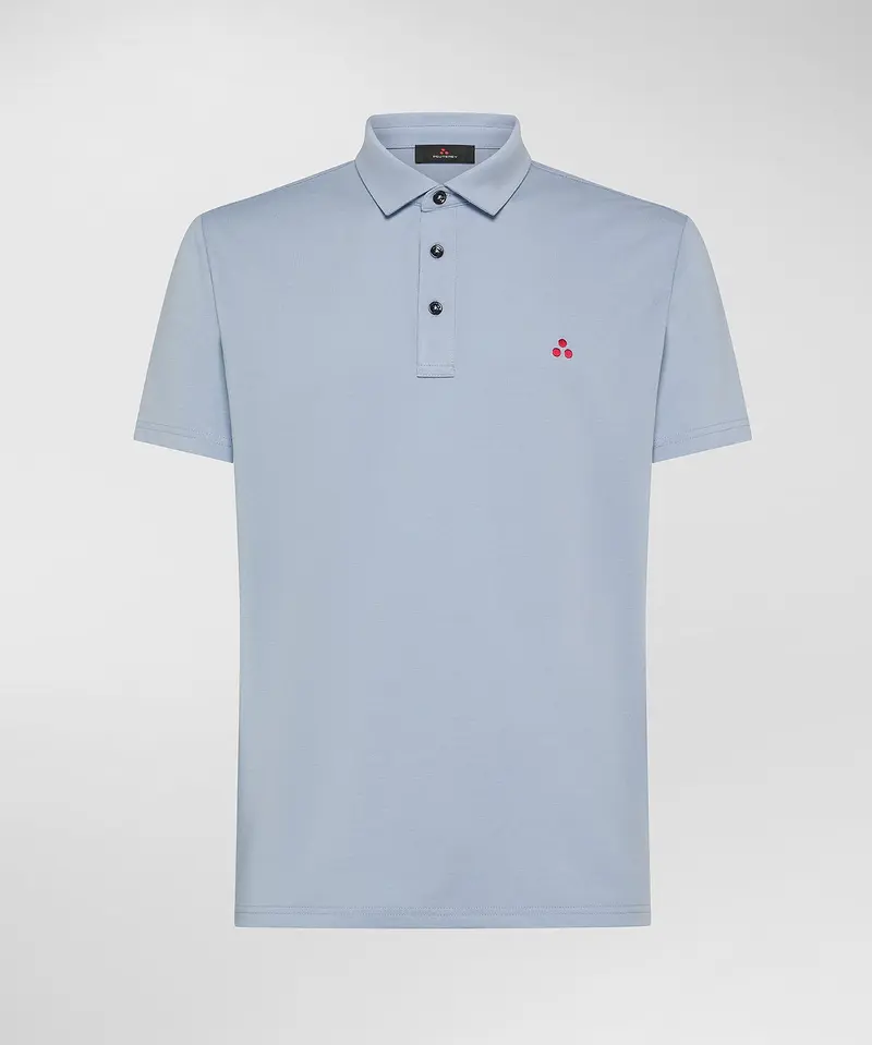 Mezzola 02 Polo in Piqué di cotone stretch blu fumo