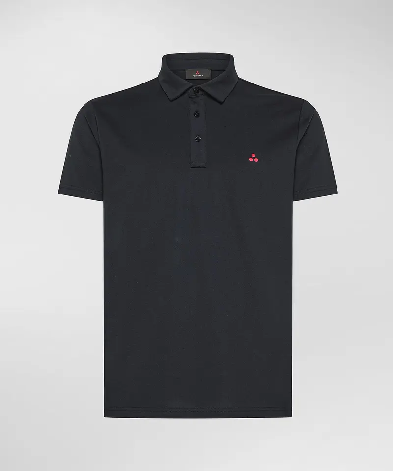 Mezzola 02 Polo in Piqué di cotone stretch blu grafite