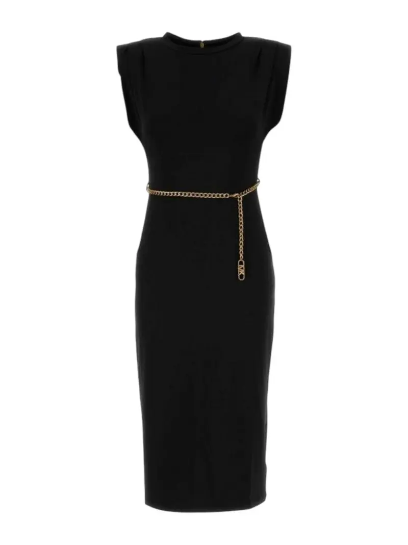 MICHAEL KORS Abito Donna PLT SHLDR CHN BLT MIDIDRS MT5831SH6J 001 BLACK