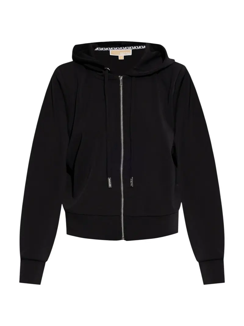 MICHAEL KORS Felpa Donna SHLDR PAD CROP ZIP HDIE MT551SSE45 001 BLACK