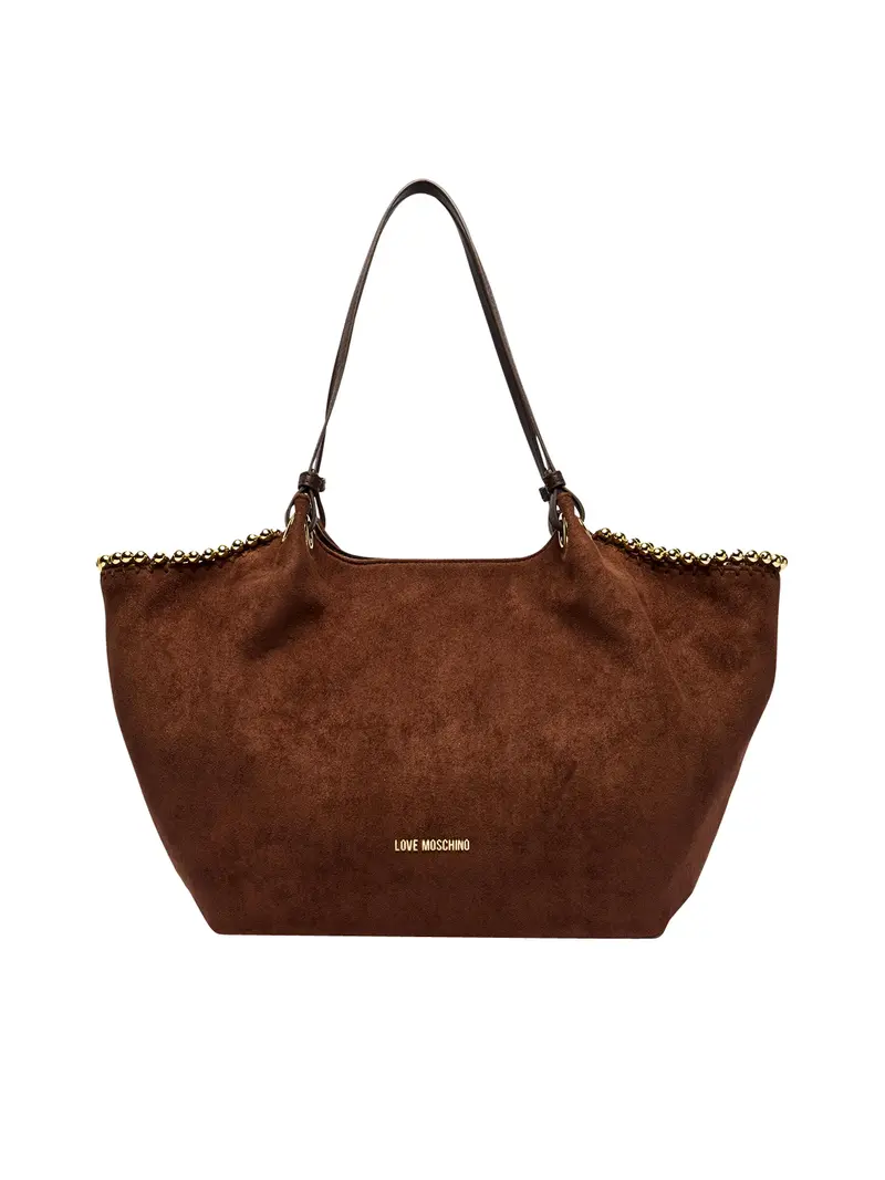 Moschino Borsa A Mano Logo Frontale Cioccolato