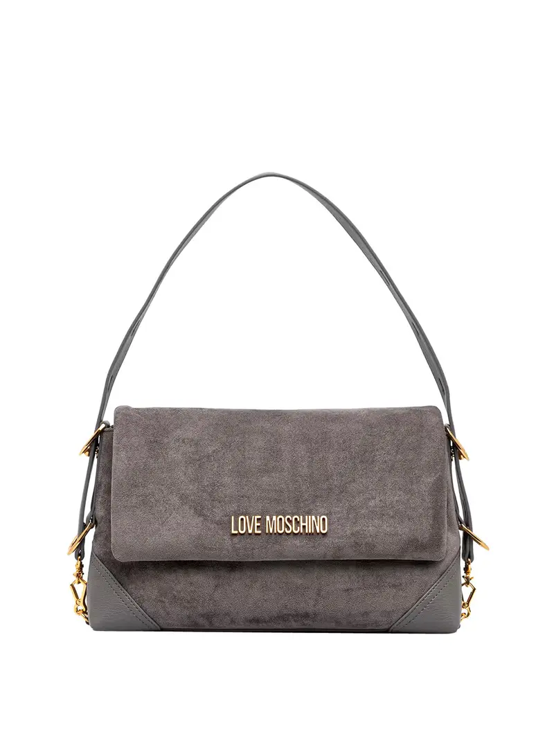 Moschino Borsa A Mano Logo Frontale Grigio