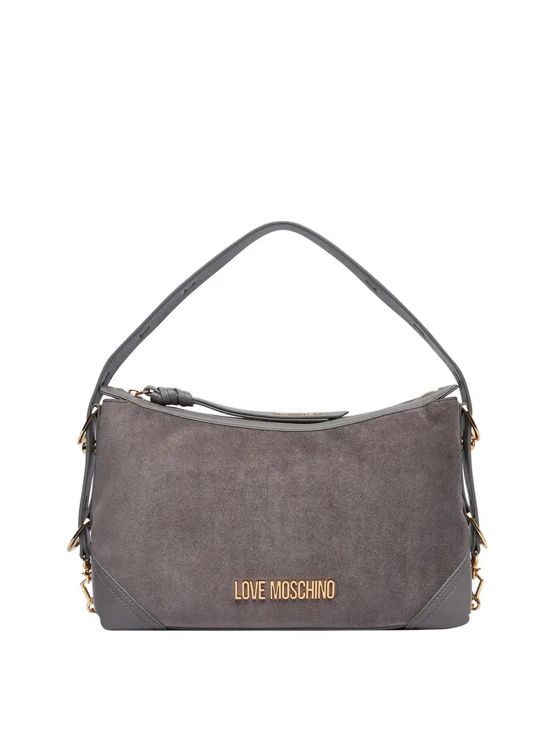 Moschino Borsa A Mano Logo Frontale Grigio