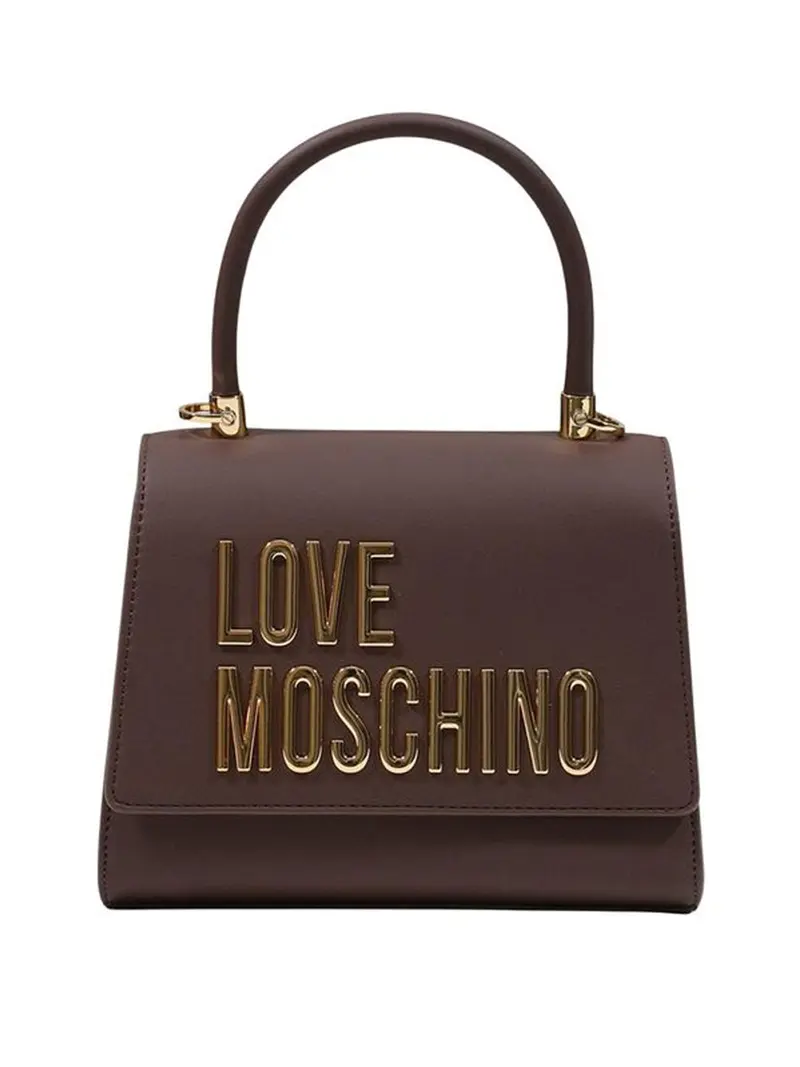 Moschino Borsa A Mano Logo Frontale Marrone