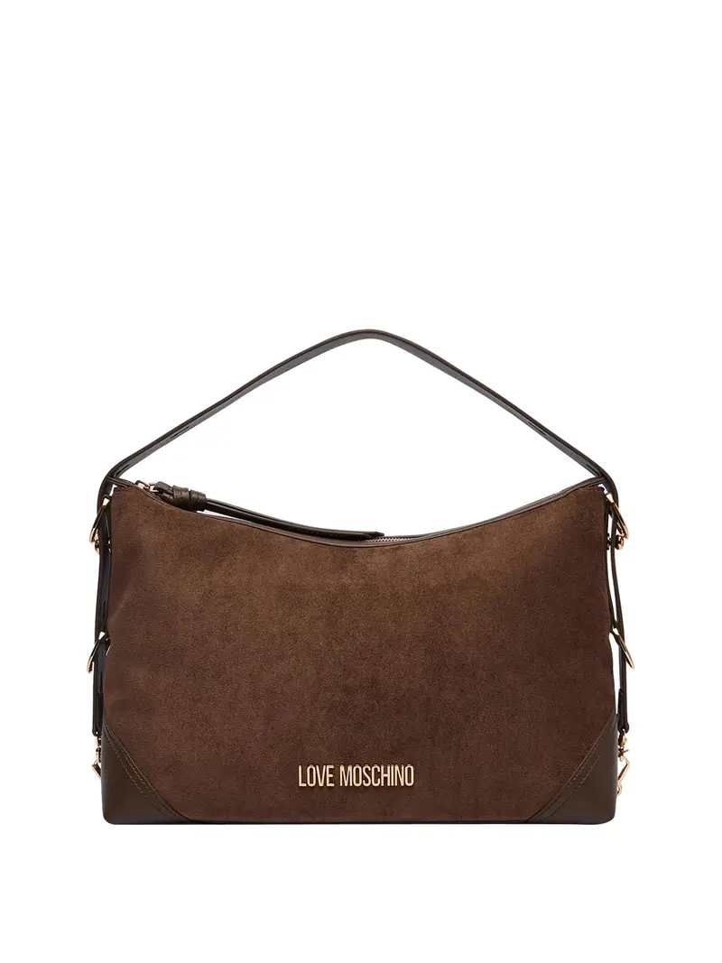 Moschino Borsa A Mano Logo Frontale Marrone