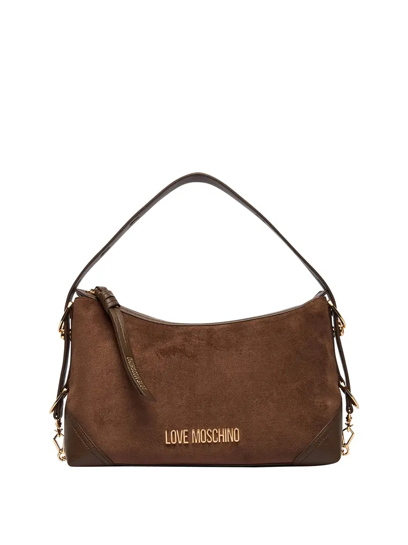 Moschino Borsa A Mano Logo Frontale Marrone