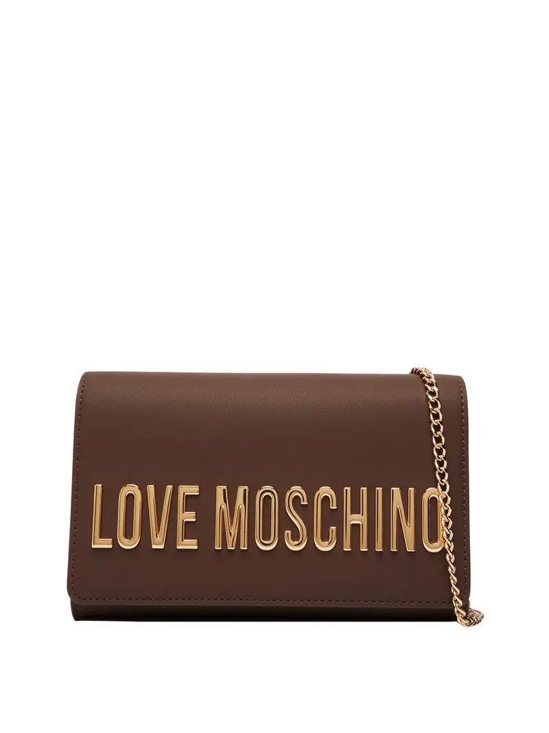 Moschino Borsa A Mano Logo Frontale Marrone