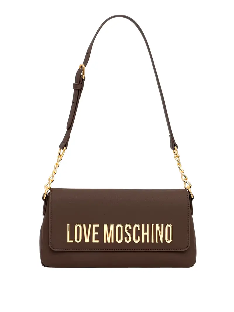 Moschino Borsa A Mano Logo Frontale Marrone